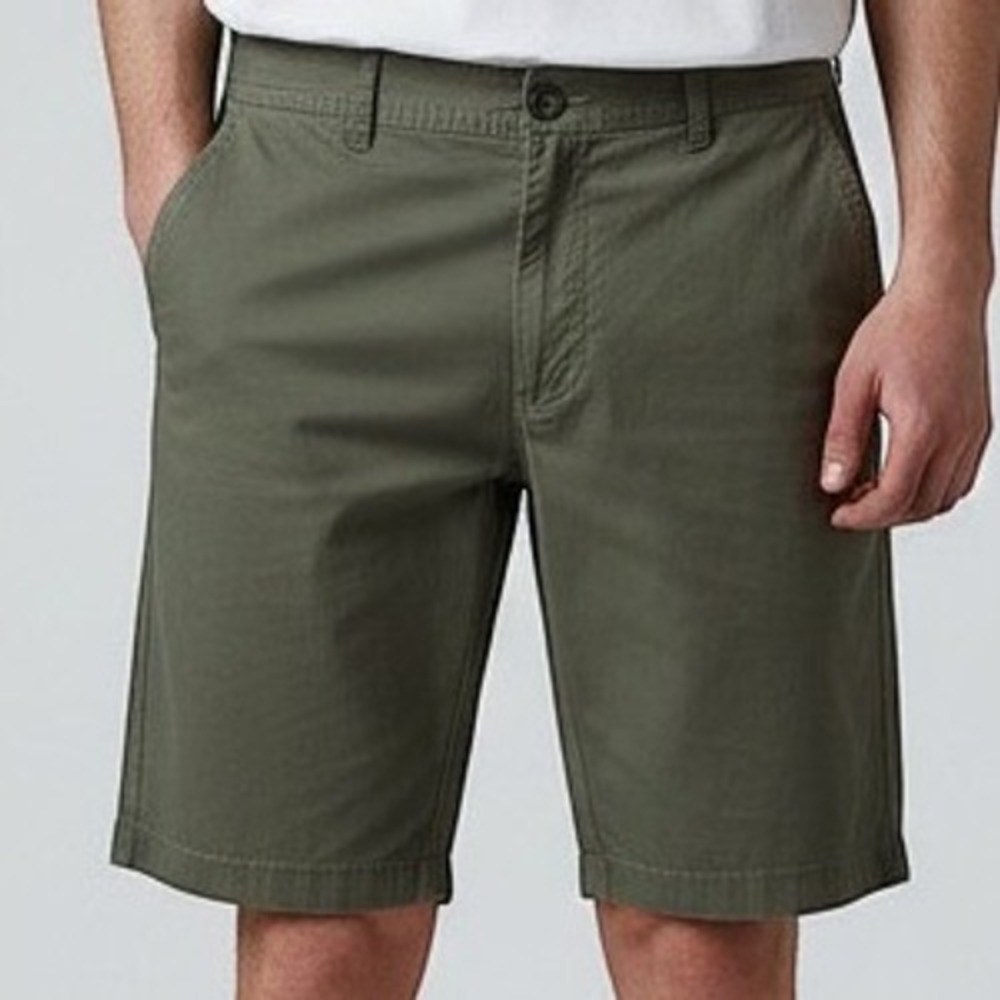 Columbia Chino Shorts Men 32 Green Solid Cotton Casual Hiking Outdoor Gorpcore